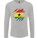 Torn Ghana Flag Ghanaian Day Football Mens Long Sleeve T-Shirt Sports Grey