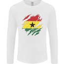 Torn Ghana Flag Ghanaian Day Football Mens Long Sleeve T-Shirt White