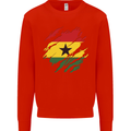 Torn Ghana Flag Ghanaian Day Football Mens Sweatshirt Jumper Bright Red