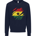 Torn Ghana Flag Ghanaian Day Football Mens Sweatshirt Jumper Navy Blue