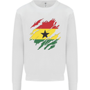 Torn Ghana Flag Ghanaian Day Football Mens Sweatshirt Jumper White