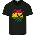 Torn Ghana Flag Ghanaian Day Football Mens V-Neck Cotton T-Shirt Black