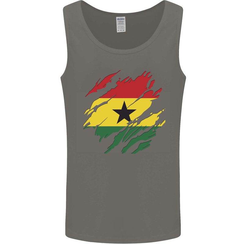 Torn Ghana Flag Ghanaian Day Football Mens Vest Tank Top Charcoal