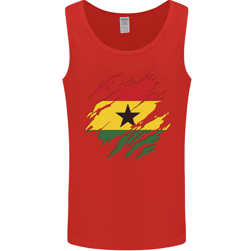 Torn Ghana Flag Ghanaian Day Football Mens Vest Tank Top Red