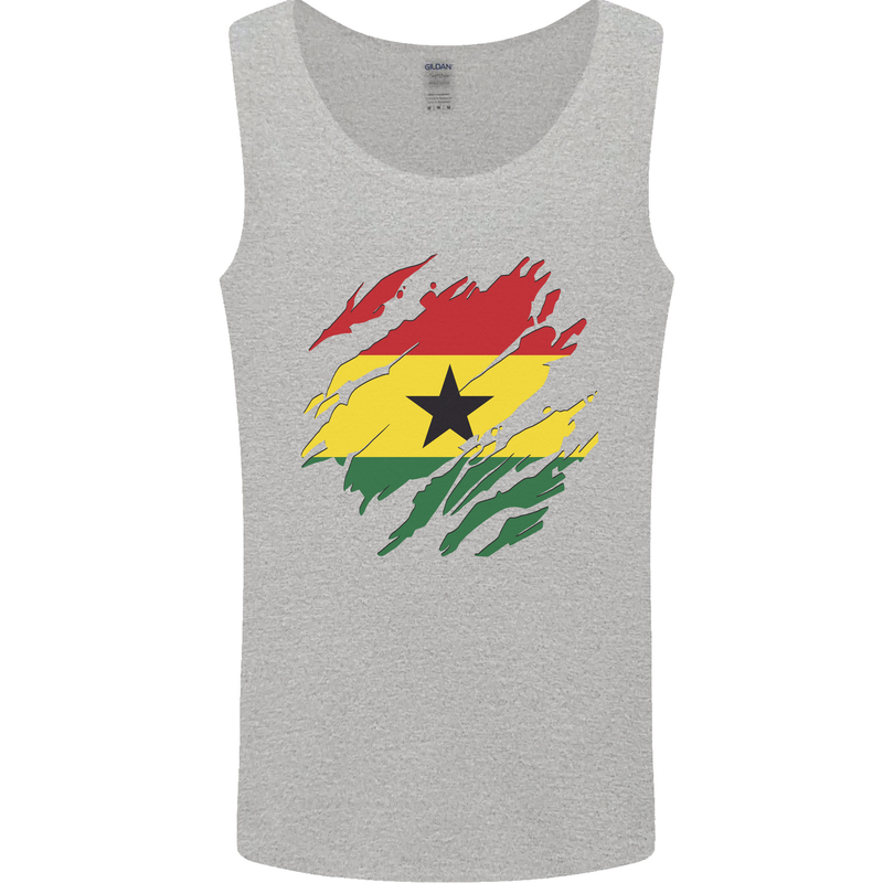 Torn Ghana Flag Ghanaian Day Football Mens Vest Tank Top Sports Grey