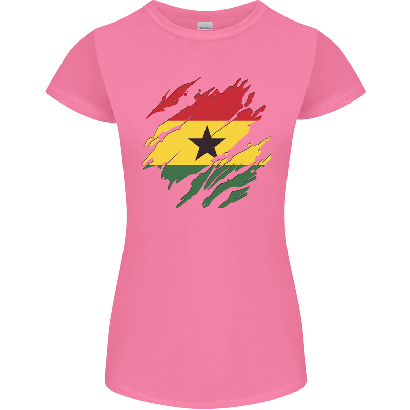 Torn Ghana Flag Ghanaian Day Football Womens Petite Cut T-Shirt Azalea