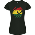 Torn Ghana Flag Ghanaian Day Football Womens Petite Cut T-Shirt Black