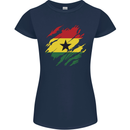 Torn Ghana Flag Ghanaian Day Football Womens Petite Cut T-Shirt Navy Blue