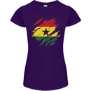 Torn Ghana Flag Ghanaian Day Football Womens Petite Cut T-Shirt Purple