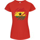 Torn Ghana Flag Ghanaian Day Football Womens Petite Cut T-Shirt Red