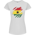 Torn Ghana Flag Ghanaian Day Football Womens Petite Cut T-Shirt White
