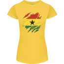 Torn Ghana Flag Ghanaian Day Football Womens Petite Cut T-Shirt Yellow