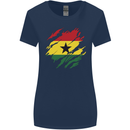 Torn Ghana Flag Ghanaian Day Football Womens Wider Cut T-Shirt Navy Blue