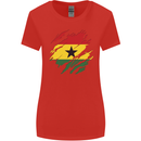Torn Ghana Flag Ghanaian Day Football Womens Wider Cut T-Shirt Red