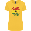 Torn Ghana Flag Ghanaian Day Football Womens Wider Cut T-Shirt Yellow