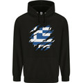 Torn Greece Flag Greek Day Football Childrens Kids Hoodie Black