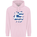 Torn Greece Flag Greek Day Football Childrens Kids Hoodie Light Pink