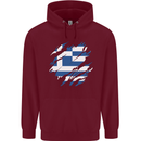 Torn Greece Flag Greek Day Football Childrens Kids Hoodie Maroon