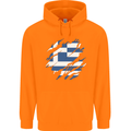 Torn Greece Flag Greek Day Football Childrens Kids Hoodie Orange