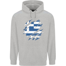 Torn Greece Flag Greek Day Football Childrens Kids Hoodie Sports Grey
