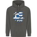 Torn Greece Flag Greek Day Football Childrens Kids Hoodie Storm Grey
