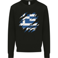 Torn Greece Flag Greek Day Football Kids Sweatshirt Jumper Black