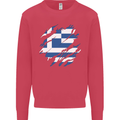 Torn Greece Flag Greek Day Football Kids Sweatshirt Jumper Heliconia