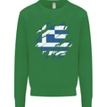 Torn Greece Flag Greek Day Football Kids Sweatshirt Jumper Irish Green