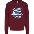 Torn Greece Flag Greek Day Football Kids Sweatshirt Jumper Maroon