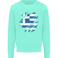 Torn Greece Flag Greek Day Football Kids Sweatshirt Jumper Peppermint