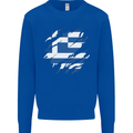 Torn Greece Flag Greek Day Football Kids Sweatshirt Jumper Royal Blue