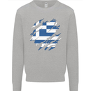 Torn Greece Flag Greek Day Football Kids Sweatshirt Jumper Sports Grey