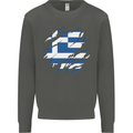 Torn Greece Flag Greek Day Football Kids Sweatshirt Jumper Storm Grey