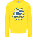 Torn Greece Flag Greek Day Football Kids Sweatshirt Jumper Yellow