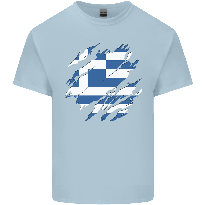 Torn Greece Flag Greek Day Football Kids T-Shirt Childrens Light Blue
