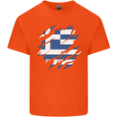 Torn Greece Flag Greek Day Football Kids T-Shirt Childrens Orange