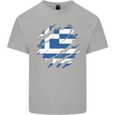Torn Greece Flag Greek Day Football Kids T-Shirt Childrens Sports Grey