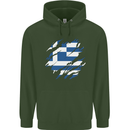 Torn Greece Flag Greek Day Football Mens 80% Cotton Hoodie Forest Green