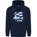 Torn Greece Flag Greek Day Football Mens 80% Cotton Hoodie Navy Blue