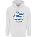 Torn Greece Flag Greek Day Football Mens 80% Cotton Hoodie White