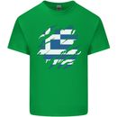 Torn Greece Flag Greek Day Football Mens Cotton T-Shirt Tee Top Irish Green
