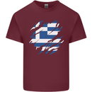 Torn Greece Flag Greek Day Football Mens Cotton T-Shirt Tee Top Maroon
