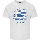 Torn Greece Flag Greek Day Football Mens Cotton T-Shirt Tee Top White