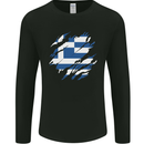 Torn Greece Flag Greek Day Football Mens Long Sleeve T-Shirt Black