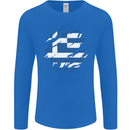 Torn Greece Flag Greek Day Football Mens Long Sleeve T-Shirt Royal Blue