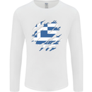 Torn Greece Flag Greek Day Football Mens Long Sleeve T-Shirt White