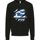 Torn Greece Flag Greek Day Football Mens Sweatshirt Jumper Black