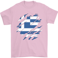 Torn Greece Flag Greek Day Football Mens T-Shirt 100% Cotton Light Pink
