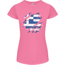 Torn Greece Flag Greek Day Football Womens Petite Cut T-Shirt Azalea