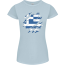 Torn Greece Flag Greek Day Football Womens Petite Cut T-Shirt Light Blue